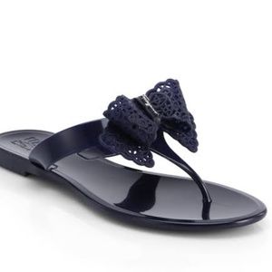 FERRAGAMO Pandy Lace Bow Jelly Sandals Navy Blue / LOOKING FOR, NOT FOR SALE!